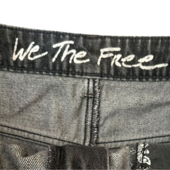 Free People We The Free Bailey Black Denim Mini Skirt Frayed Hem Size 29 NWOT - Picture 5 of 8